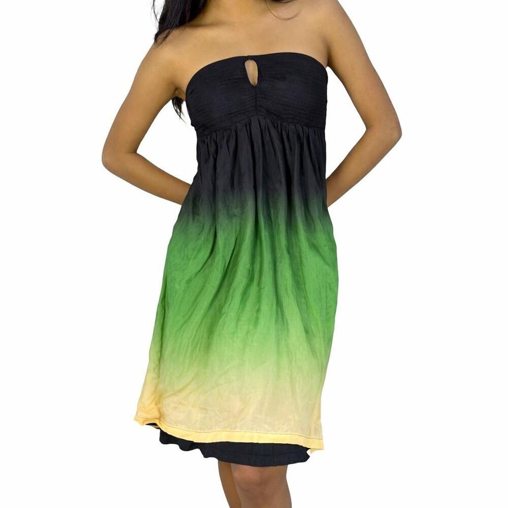 Chloé Halter Neck Black To Green Gradient Dye Dress